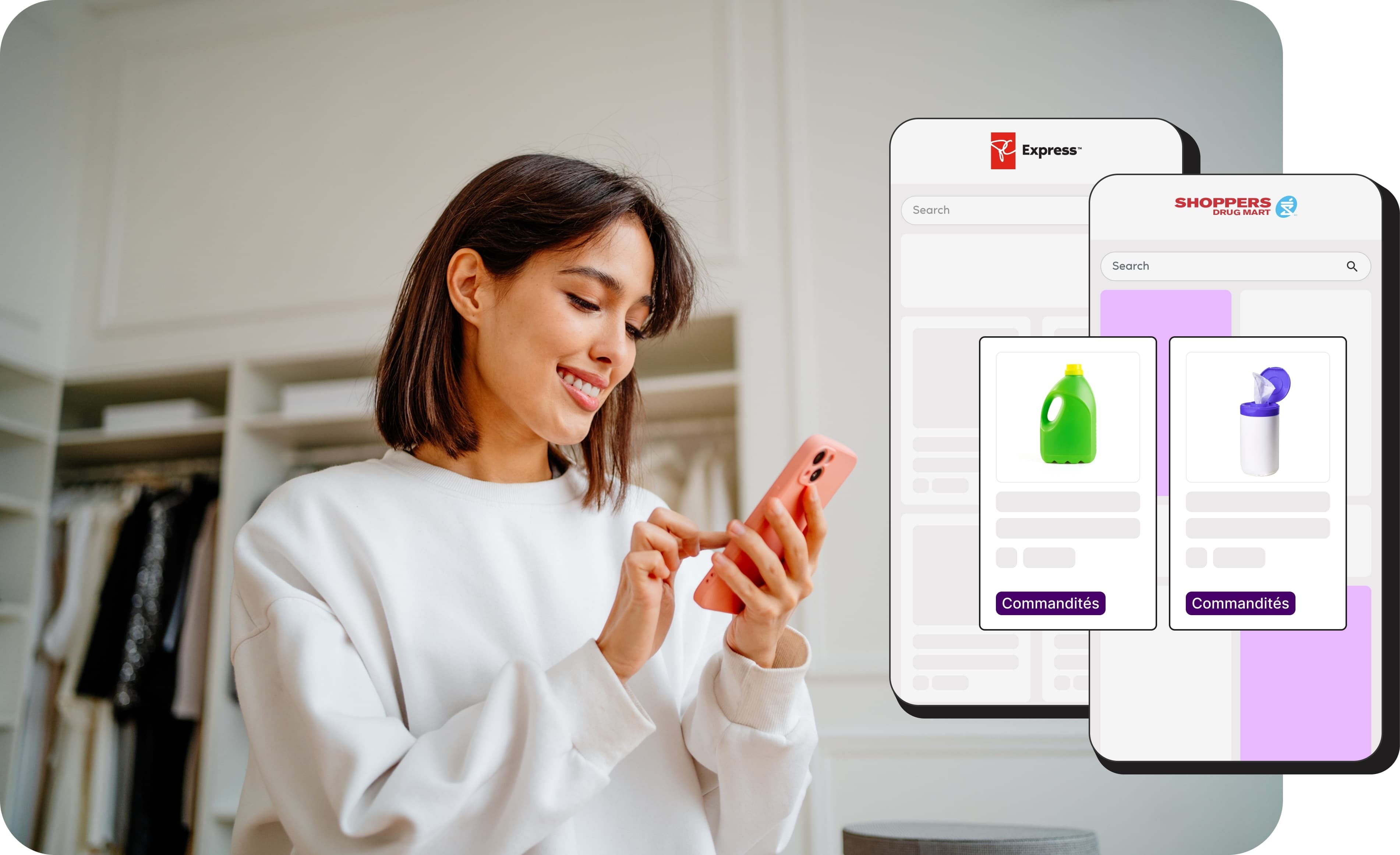 Une femme regarde son téléphone